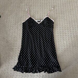 Lucidity Sleepwear Night Gown Womens Large L Nightie Black Polka Dot Intimates
